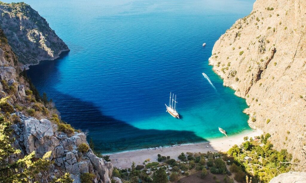 Butterfly Valley tucked away on the southwestern coast of Turkey, near the picturesque town of Oludeniz
